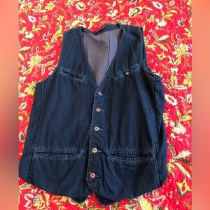 Jeremiah Men's Dark Blue Denim Vest Size Medium, Adjustable back strap, Pockets